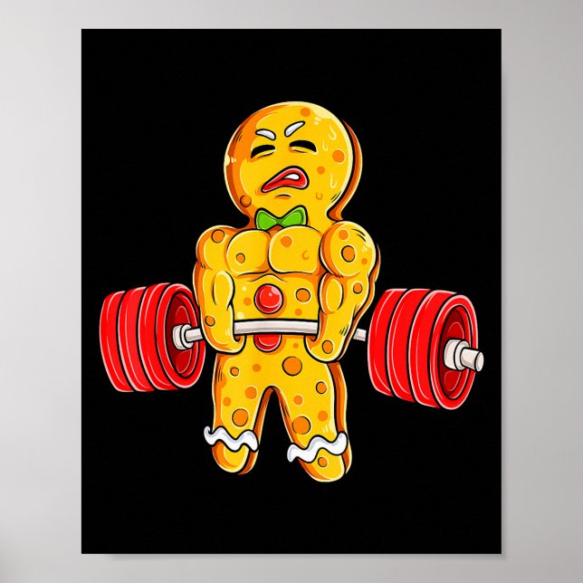 Gingerbread Mann Fitnessstudio Bodybuilding Gewich Poster (Vorne)