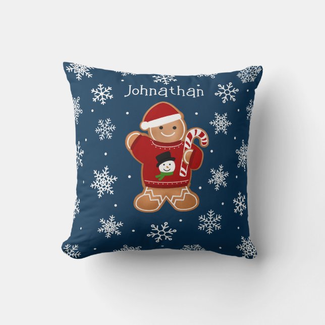 Gingerbread-Mann im Pullover Kissen (Vorderseite)