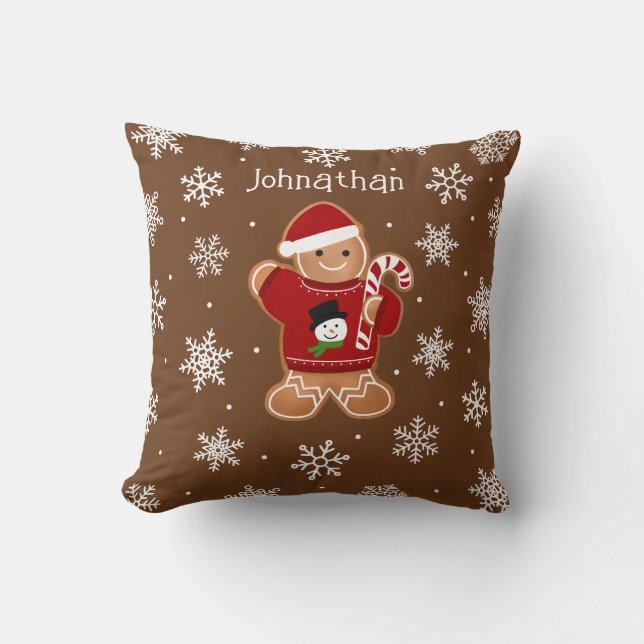 Gingerbread-Mann im Pullover Kissen (Vorderseite)