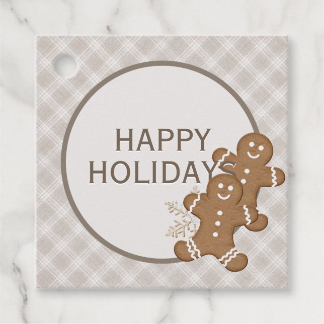 Gingerbread Mann Kariert Weihnachtskeks Geschenkanhänger (Vorderseite)