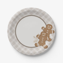 Gingerbread Mann Kariert Weihnachtskeks Pappteller
