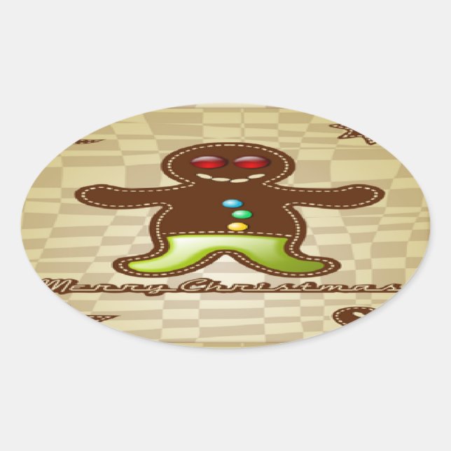 Gingerbread-Mann-Keks Ovaler Aufkleber (Vorderseite)