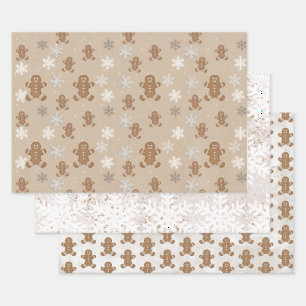 Gingerbread-Mann-Keks-Schneeflocke-Weihnachtsbacke Geschenkpapier Set