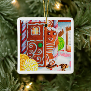 GINGERBREAD-MANN Keramik-Quadrat-Ornament Keramikornament