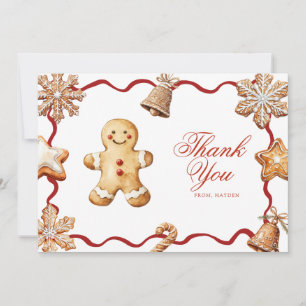 Gingerbread Mann Weihnachts-Baby-Party Dankeskarte