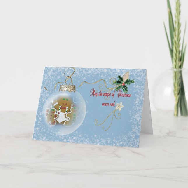 Gingerbread Mann Weihnachtsdekoration Feiertagskarte (Vorderseite)