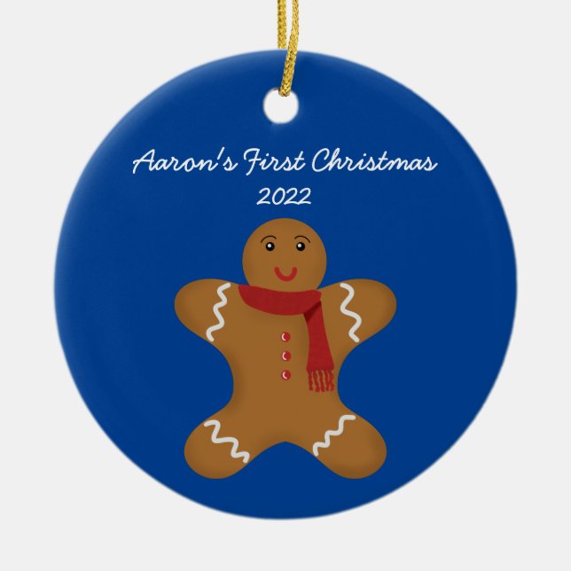 Gingerbread Mann Weihnachtsdekoration Keramik Ornament (Vorne)