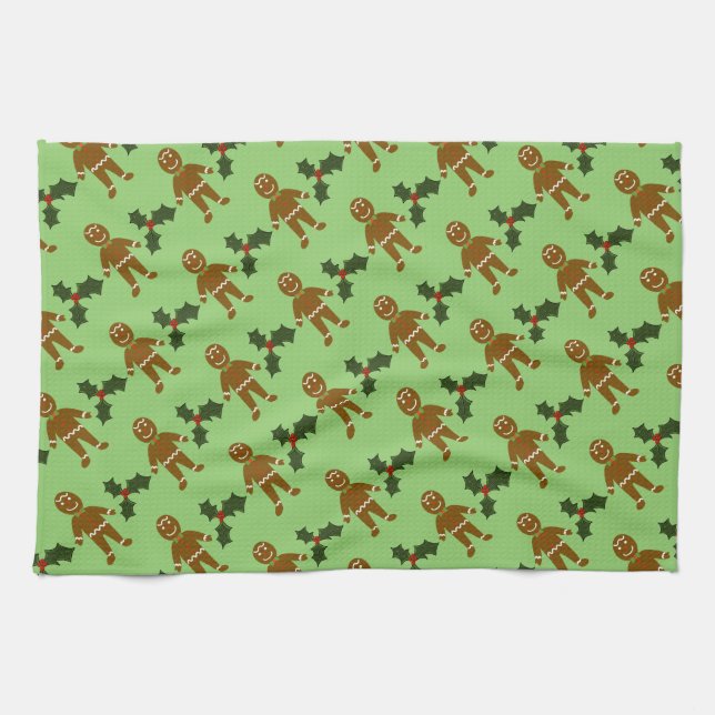 Gingerbread Mann Weihnachtsküche Handtuch (Horizontal)