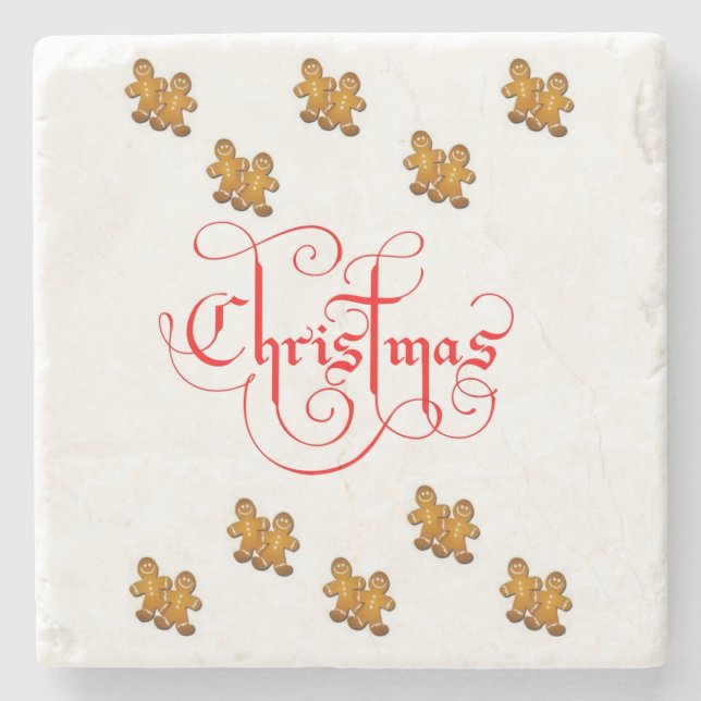 Gingerbread Marble Stone Untersetzer Weihnachten (Vorderseite)
