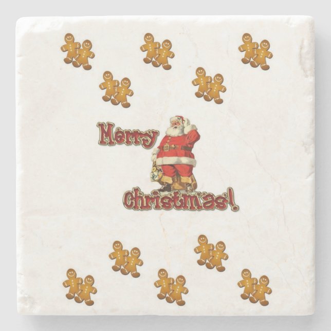 Gingerbread Marble Stone Untersetzer Weihnachten (Vorderseite)