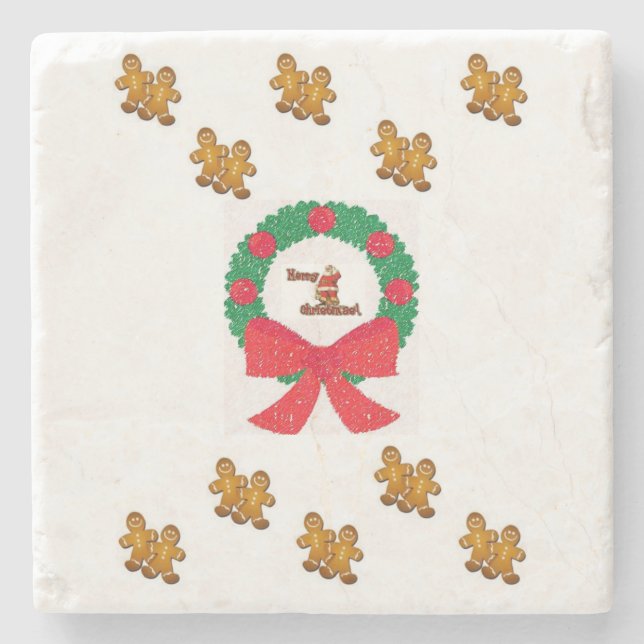 Gingerbread Marble Stone Untersetzer Weihnachten (Vorderseite)