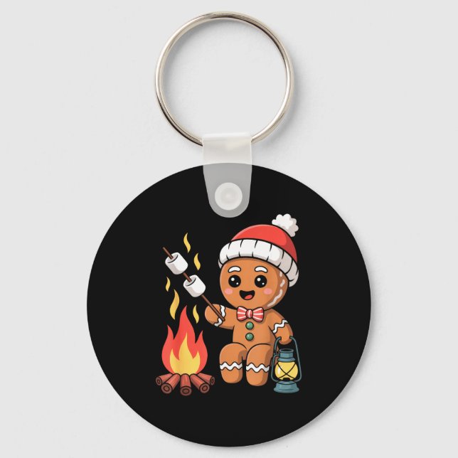 Gingerbread Marshmallow Roaster Camng Christmas  Schlüsselanhänger (Vorderseite)