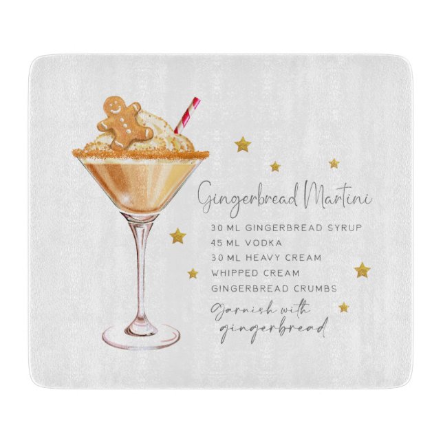 Gingerbread Martini Rezept Weißes Weihnachtsgesche Schneidebrett (Vorderseite)
