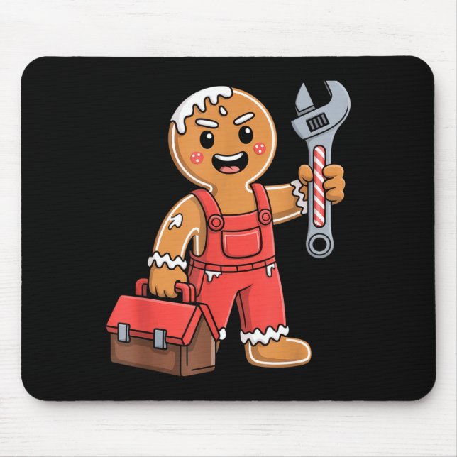 Gingerbread Mechanic Handyman Fixer Worker Christm Mousepad (Vorne)