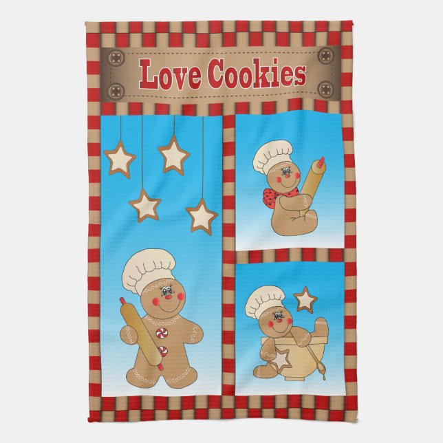 Gingerbread Men Bakers Liebe Cookies Handtuch (Vertikal)