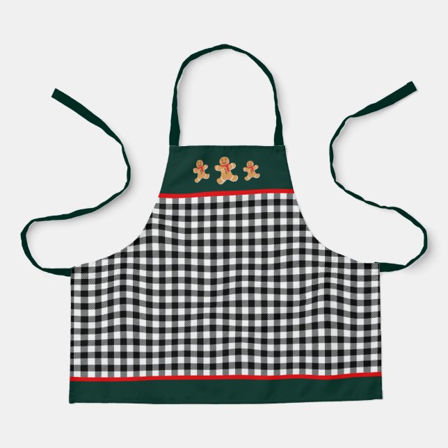 Gingerbread Men Buffalo Kariert Red & Green Schürze (Vorderseite)