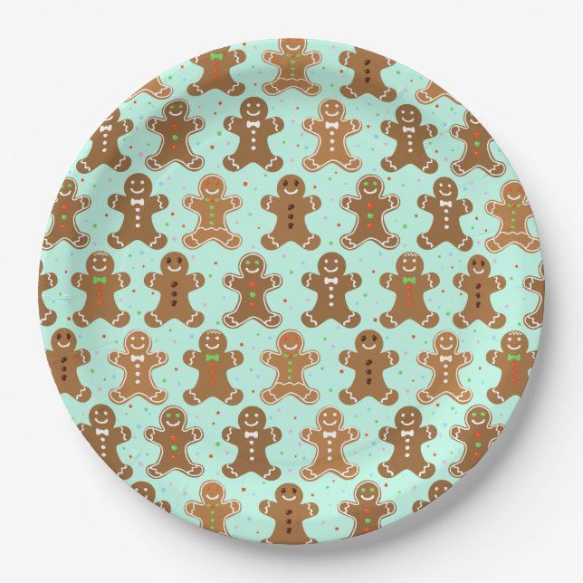 Gingerbread Men Christmas Pattern Pappteller (Vorderseite)