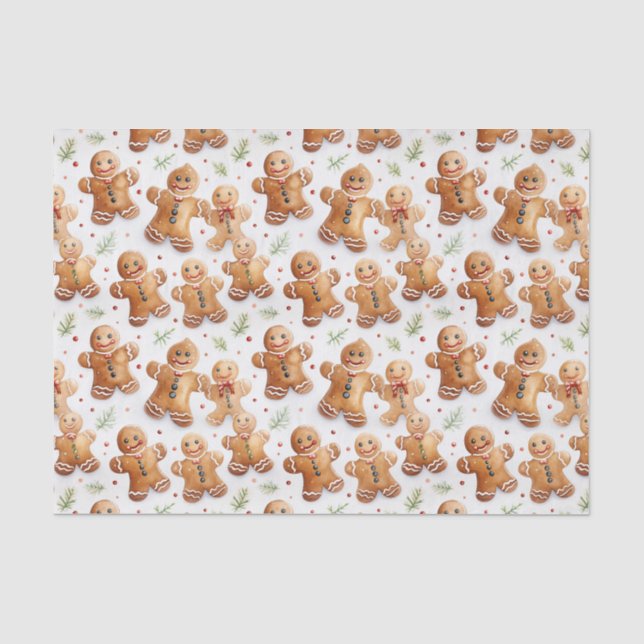 Gingerbread Men Fun Neuheit Alles-über-Print Seidenpapier (Vorderseite)