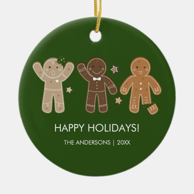 Gingerbread Men Holiday Keramik Ornament (Vorne)