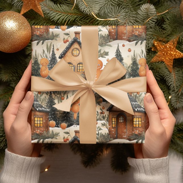 Gingerbread Men & House Snowy Weihnachten Geschenkpapier (Von Creator hochgeladen)