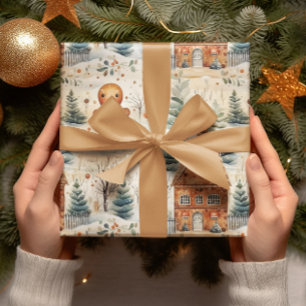 Gingerbread Men & House Snowy Weihnachten Geschenkpapier