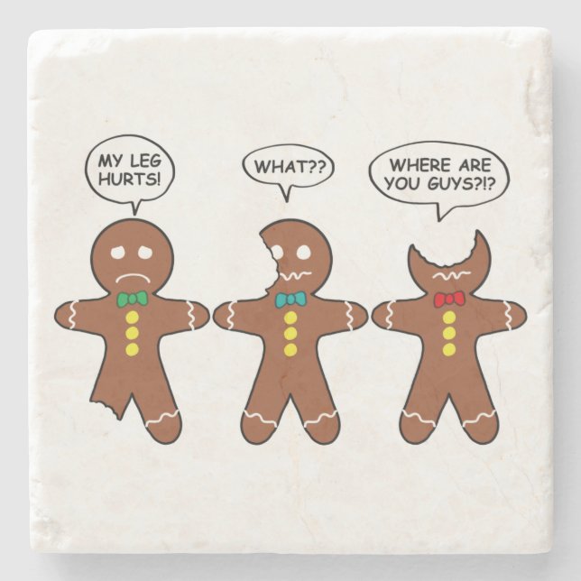 Gingerbread Men My Leg Hurts Holiday Steinuntersetzer (Vorderseite)