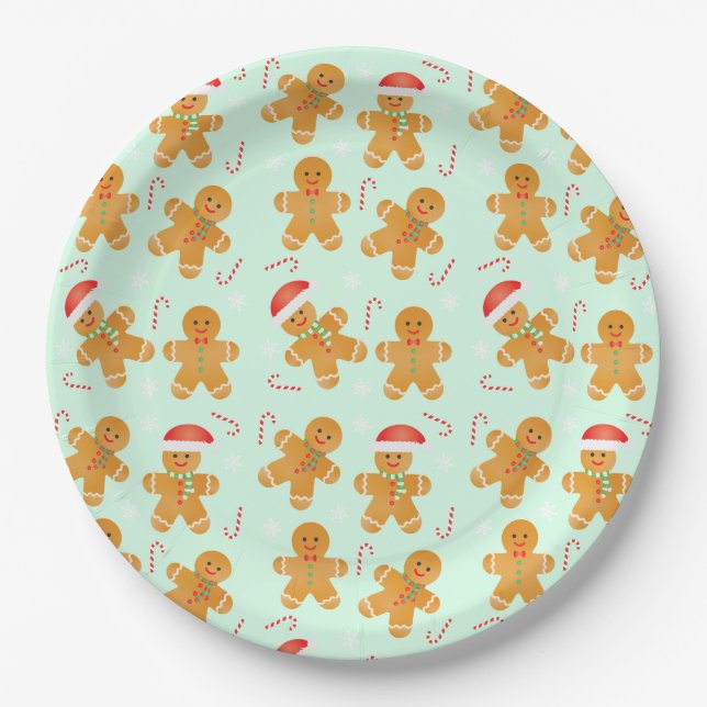 Gingerbread Men Pattern Pappteller (Vorderseite)