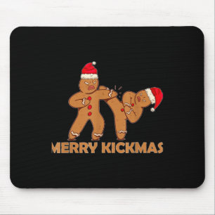 Gingerbread Merry Kickmas Funny Karate Santa Famil Mousepad