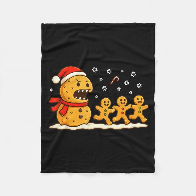 Gingerbread Monster Chase Funny Christmas Cookie X Fleecedecke (Vorderseite)
