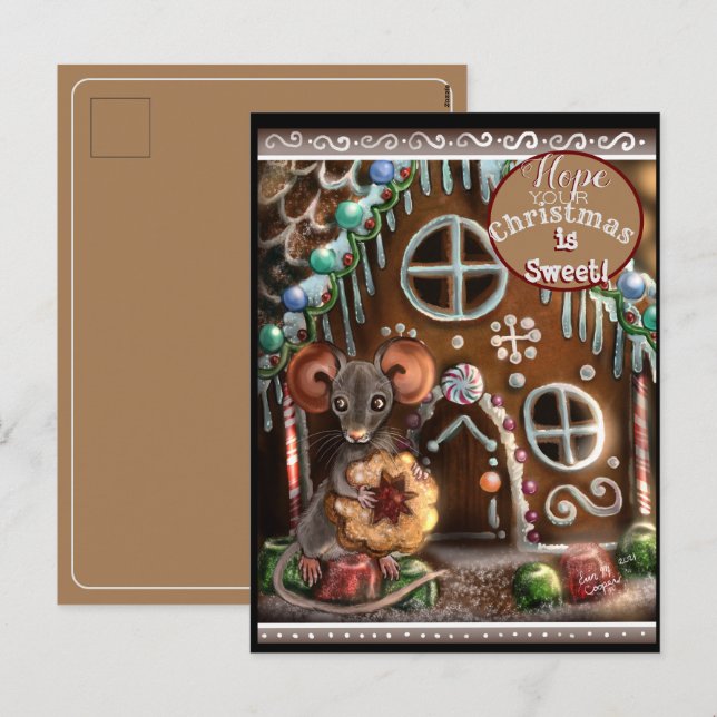 Gingerbread Mouse Sweet Christmas Feiertagspostkarte (Vorne/Hinten)