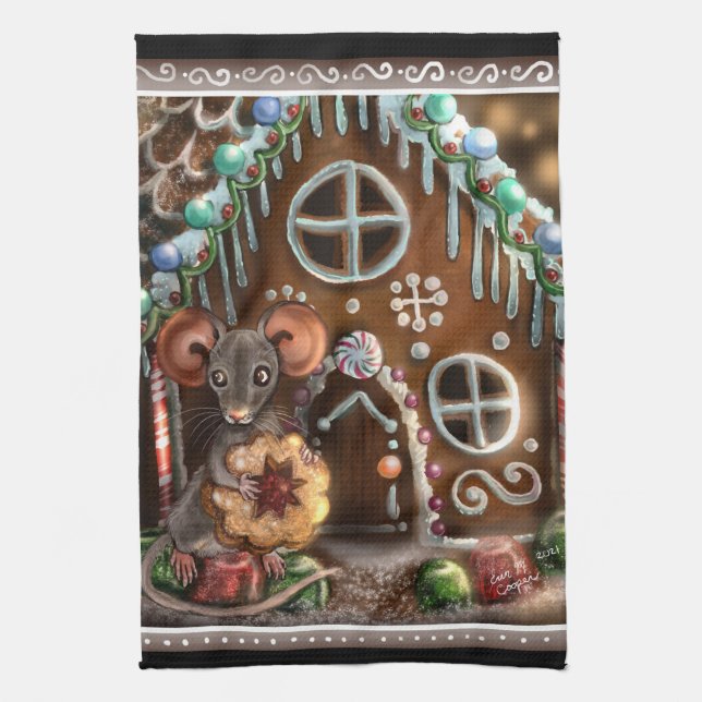 Gingerbread Mouse Weihnachten  Geschirrtuch (Vertikal)