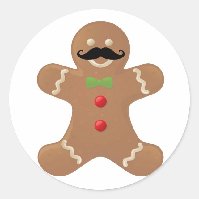 Gingerbread Mustache Man Runder Aufkleber (Vorderseite)