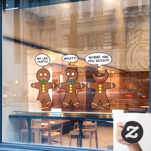 Gingerbread My Leg Hurts Spaß Fensteraufkleber (Café-Fenster)