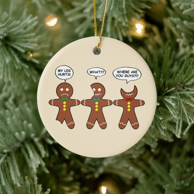 Gingerbread My Leg Hurts Spaß Keramik Ornament (Baum)