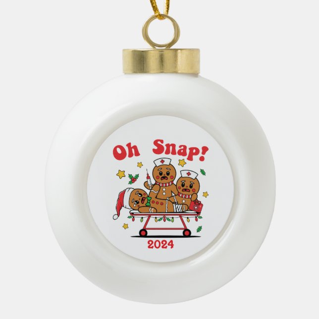 Gingerbread Oh Snap ER Nurse Keramik Kugel-Ornament (Vorderseite)