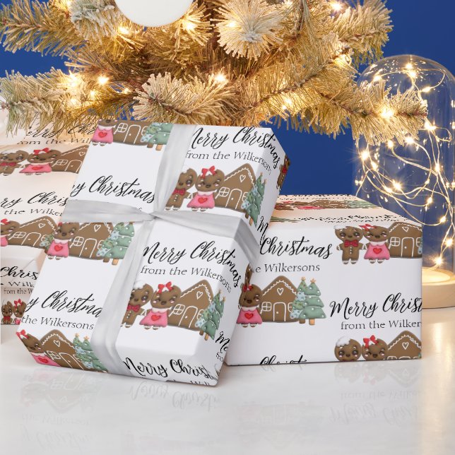 Gingerbread People Frohe Weihnachten Individuelle  Geschenkpapier (Feiertage)