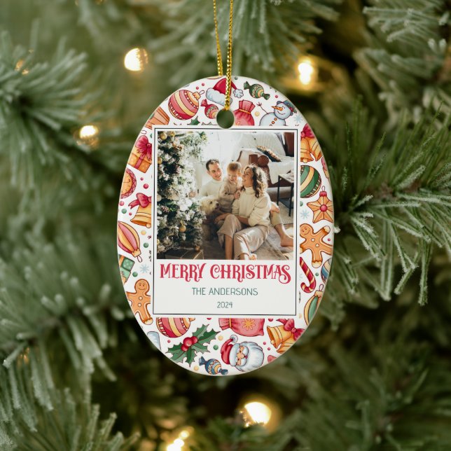 Gingerbread Personalisiert Frohe Weihnachten Foto Keramik Ornament (Baum)