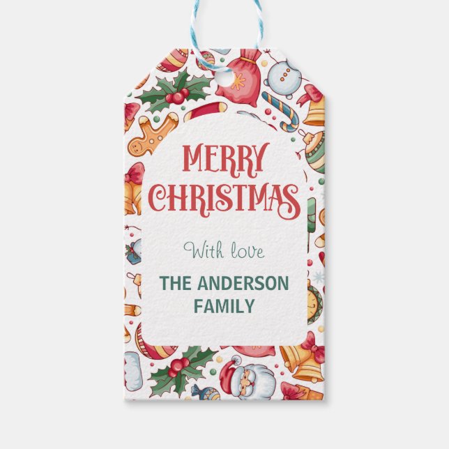 Gingerbread Personalisiert Frohe Weihnachten Geschenkanhänger (Vorderseite)