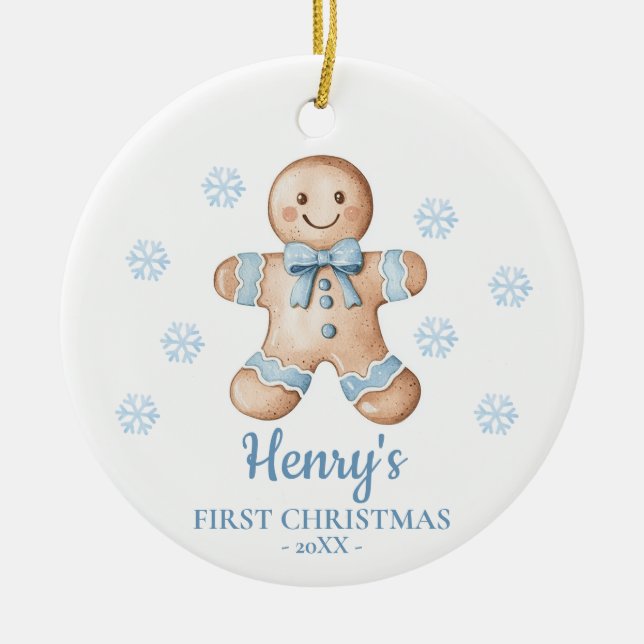 Gingerbread Personalized Baby's First Christmas Keramik Ornament (Vorne)