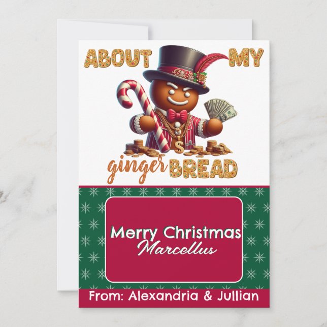 Gingerbread Pimp Funny Christmas Kartenhalter Einladung (Vorderseite)