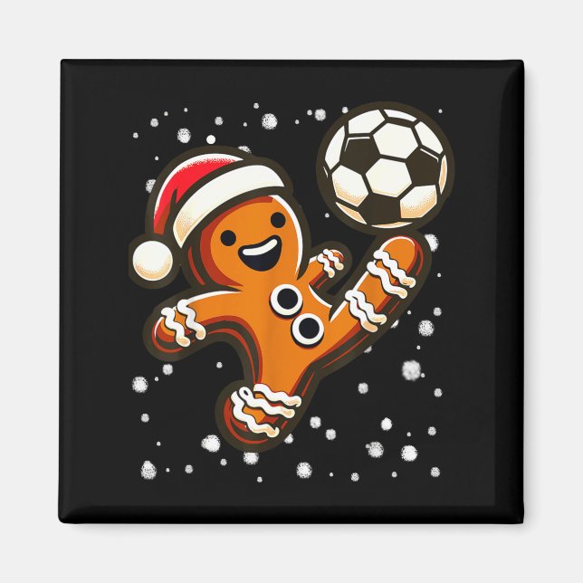 Gingerbread Plays Soccer Bicycle Kick, Cookie Chri Magnet (Vorne)