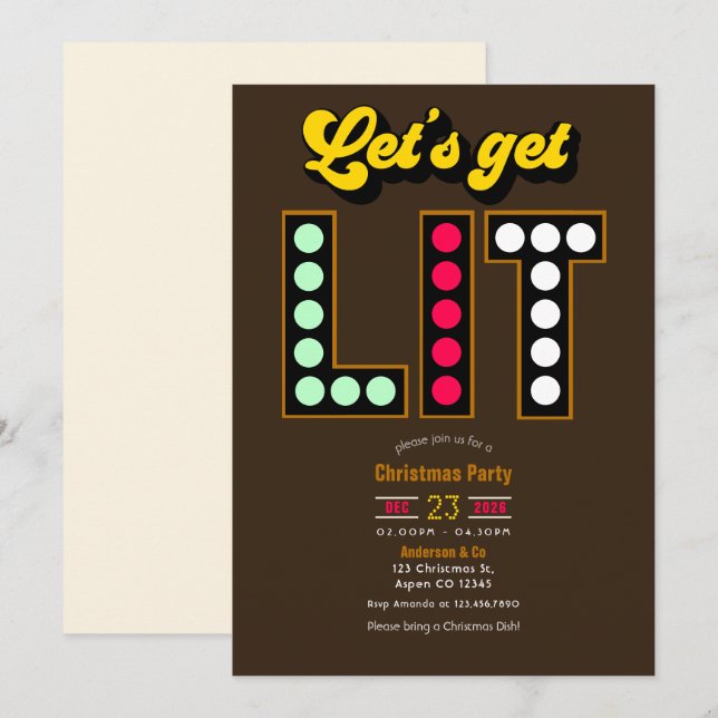 Gingerbread Pop Lets Get Lit Retro Christmas Party Einladung (Vorne/Hinten)