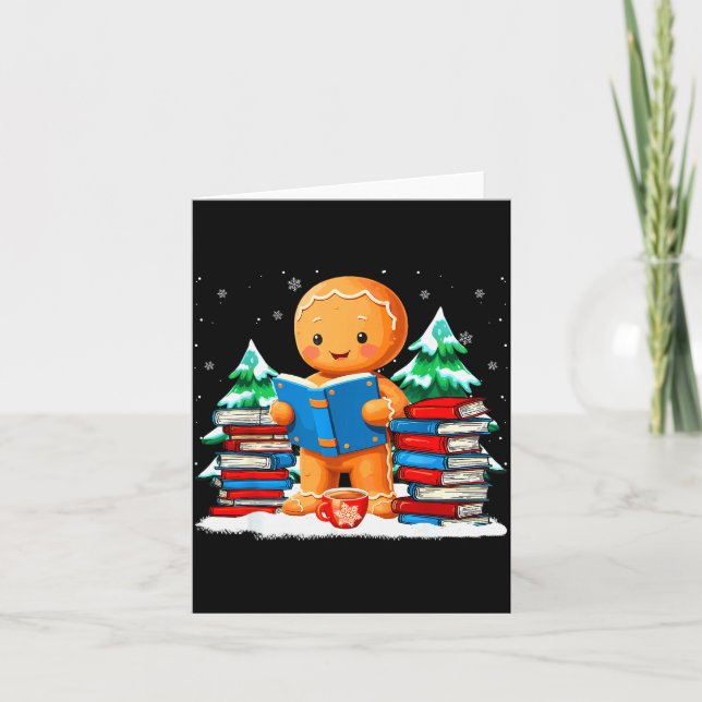 Gingerbread Reading Books Librarians Merry Christm Karte (Vorderseite)