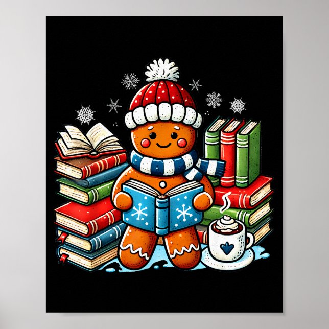 Gingerbread Reading Teacher Bookish Library Kids U Poster (Vorne)