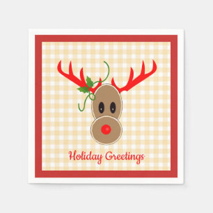 Gingerbread Reindeer zu Gingham Napkins Serviette