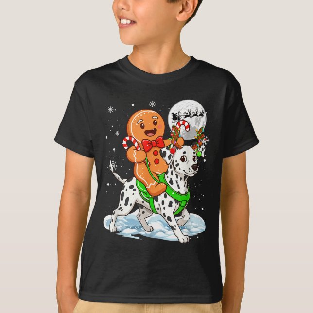 Gingerbread Ridding Dalmatian Reindeer Christmas B T-Shirt (Vorderseite)