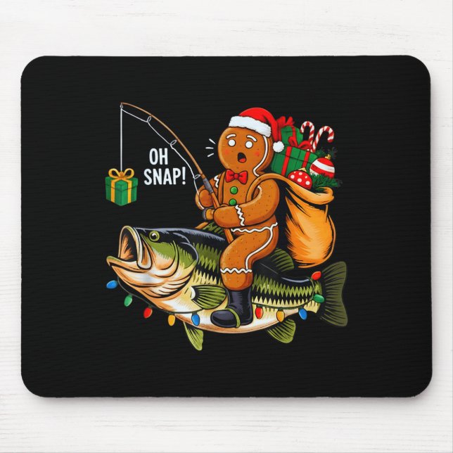 Gingerbread Riding B Fish Christmas Fishing Xmas P Mousepad (Vorne)