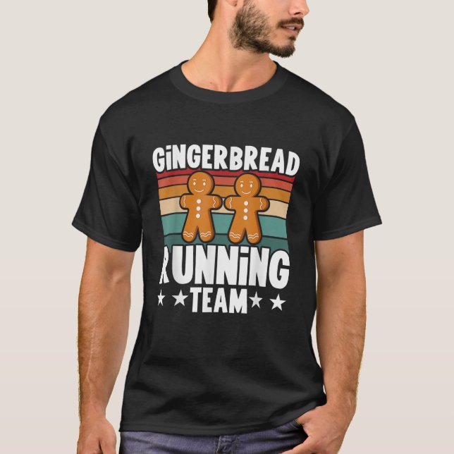 Gingerbread Running Team Candy Cane Cookie Gingerb T-Shirt (Vorderseite)