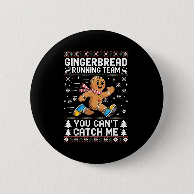 Gingerbread Running Team Christmas Run Runner Funn Button (Vorderseite)