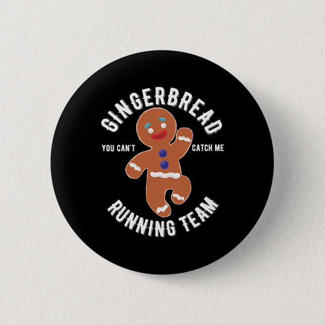 Gingerbread Running Team Fun Gingerbrot Weihnachte Button (Vorderseite)